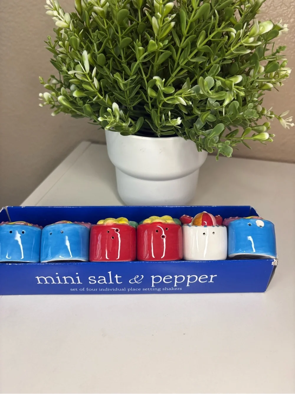 Mini Salt & Pepper Set - Colorful Ceramic Place Setting Shakers